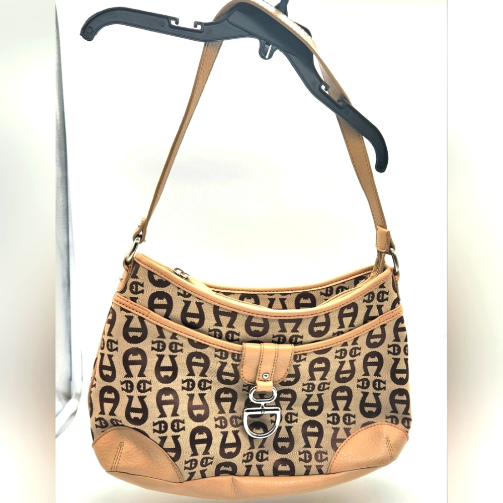 Preowned Vintag Etienne Aigner Shoulder Bag Canvas & Faux Leather Purse Handbag